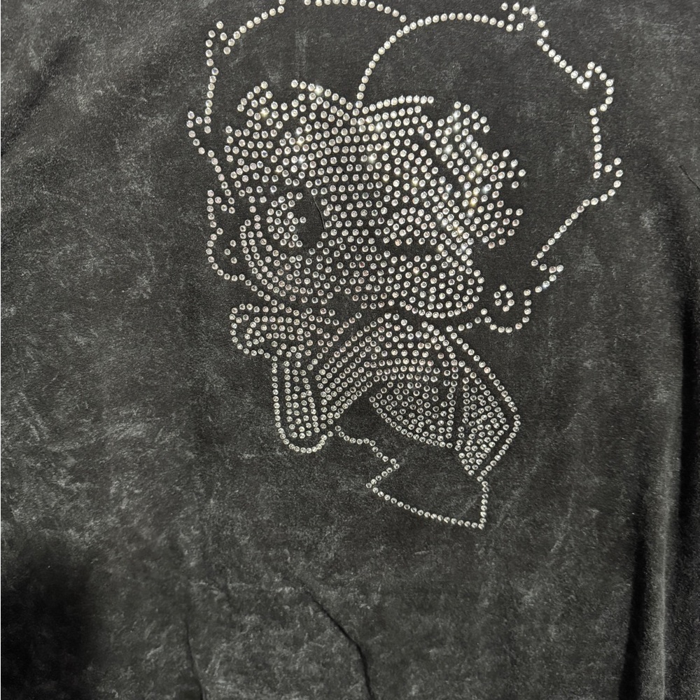 Betty Boop Tee with Rhinestone long sleeve with hood lightweight NWOT